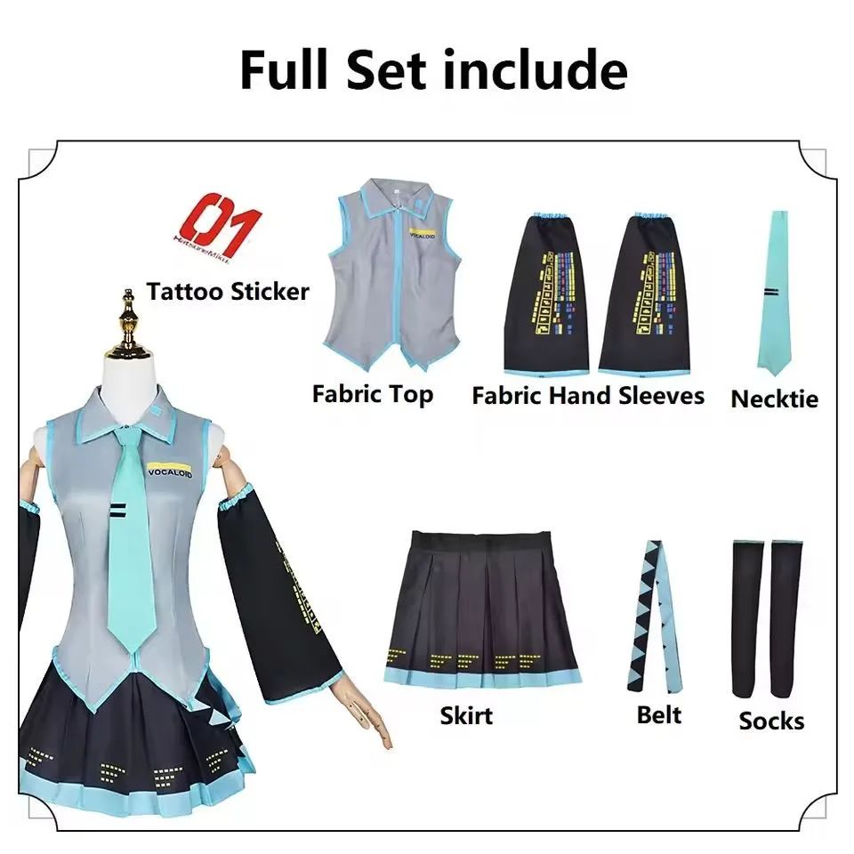 Anime Karakter Prestaties Kleding Hatsune Miku MIKU Anime Kleding Cosplay Kleding Rok Hetzelfde Pak Pruik Accessoires Halloween