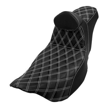 Almofada de Assento Duplo Dianteiro para Piloto Traseiro para Passageiro de Moto com Encosto para Harley Touring Road King FLTRX FLHTK Ultra 09-2023