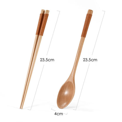 Conjunto de utensílios de madeira japoneses reutilizáveis para sushi, pauzinhos, colher, talheres antiderrapantes para viagem, ferramentas de cozinha