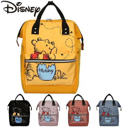 Disney  Winnie The Pooh Diaper Bag Backpack Cartoon Cute Mother and Baby Bag Large Capacity Lightweight Travel Mommy Bag