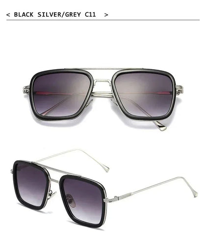 Fashion Tony Stark Sunglasses Iron Man Sun Glasses Vintage Square Metal Frames