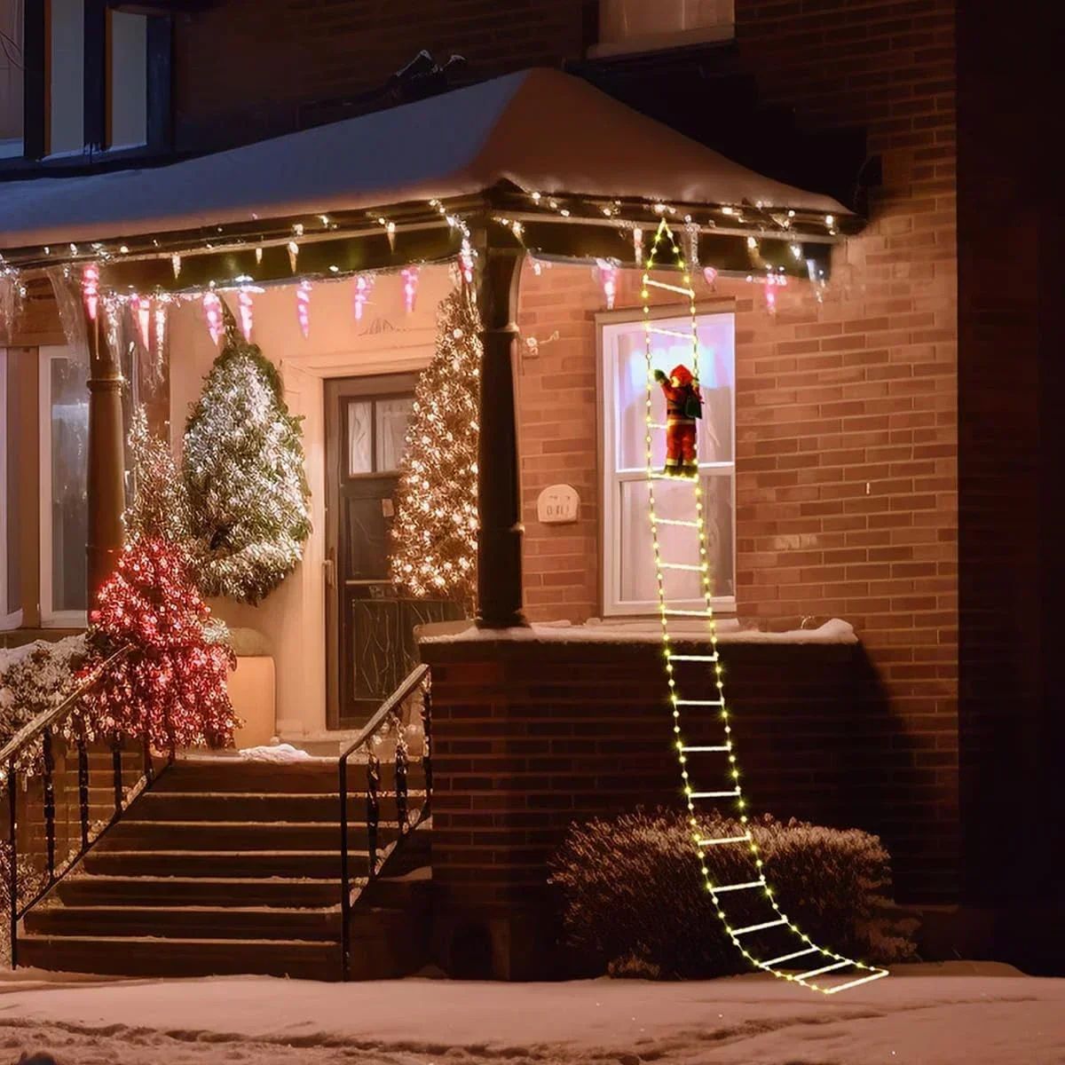 Christmas Decoration 2025 Santa Claus Climbing Ladder Room Decoration Home Outdoor Garden Cristmas Tree Ornement Gift LED