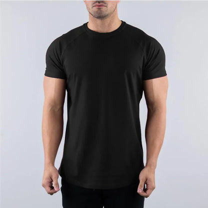 Plain Summer Cotton Breathable Short Sleeve Shirts Gym Sport Workout Muscle Running T-shirts Mens Bodybuilding Fitness Clothing