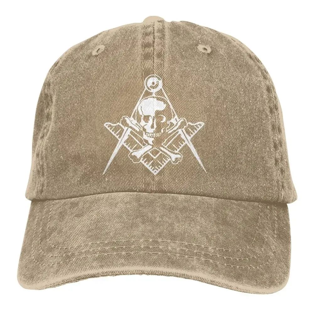 Masonic Skull Crossed Bones Master Mason Shriner Scottish Rite F A M Washed Denim Baseball Cap Trucker Hats Headwear