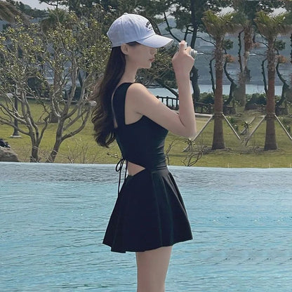 New Summer Women's Solid Color One-piece Swimsuit Slimming and Sexy Backless Tight Swimsuit Outdoor Party Pool Swimsuit