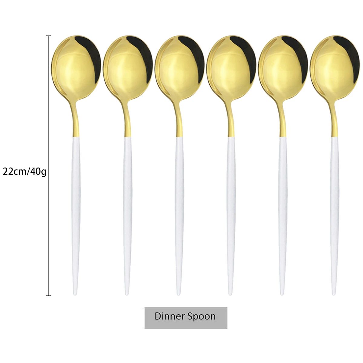 Conjunto de Talheres de Aço Inoxidável Western Dourado com 6 Peças de Colher de Concha, Colher de Jantar, Colher de Sopa, Talheres de Cozinha