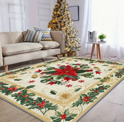 Christmas Luxurious Carpet Theme Indoor Area Living Room Mat Edge Large Mat Suitable for Bedroom Mats Window Sill Holiday Rugs