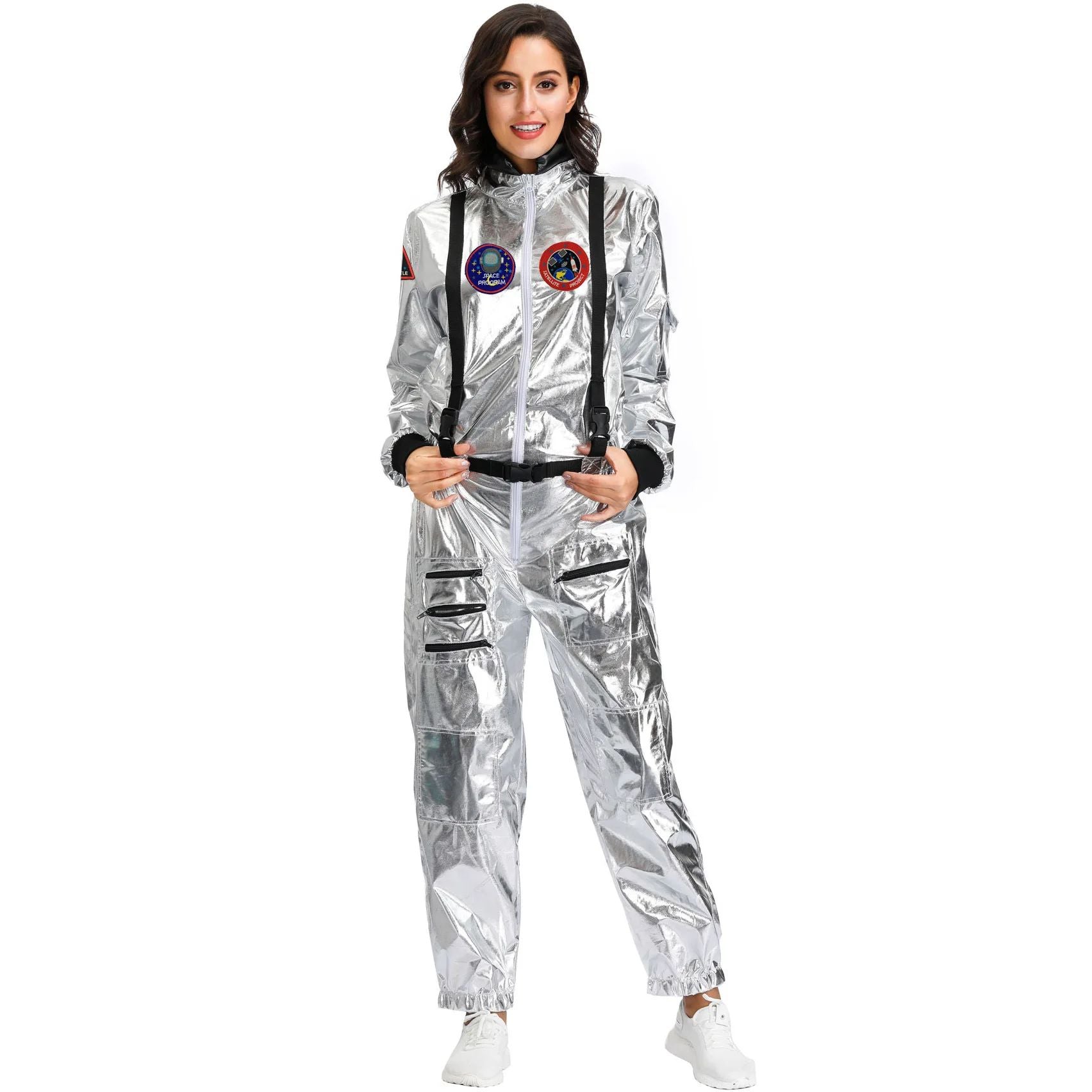 Astronaut Costume Spacesuit Silver Spaceman Men Women Space Suit Halloween Christmas Performance Spacesuit Costume Party Gift