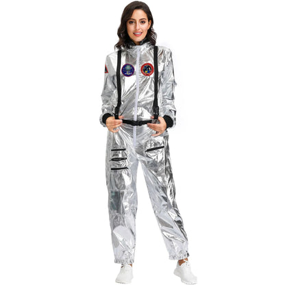 Astronaut Costume Spacesuit Silver Spaceman Men Women Space Suit Halloween Christmas Performance Spacesuit Costume Party Gift