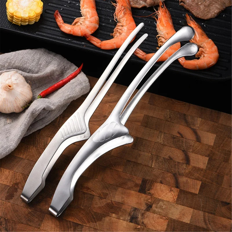 JJYY 304 Stainless Steel Food Tongs Long Handle Non-Slip Barbecue Tongs Steak Tongs Kitchen Cooking Tools kitchen accessories
