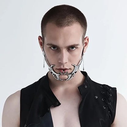Exaggerate Cyberpunk Luxury Women Mask Fashion Metal Chain Nose Face Ornament Trendy Jewelry Masquerade Accessories Gifts