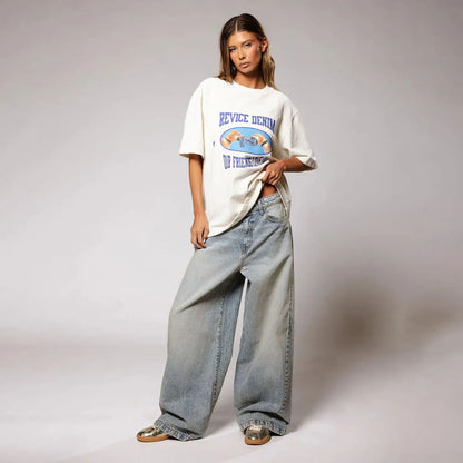 Gradient Color Bell Bottom Jeans Women's Loose Straight American Casual High Street New Autumn Pants High Waist Denim