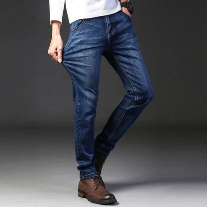 Novas calças jeans clássicas masculinas primavera e outono, de alta qualidade, duráveis, soltas, de corte reto, casuais, versáteis, estilo cowboy