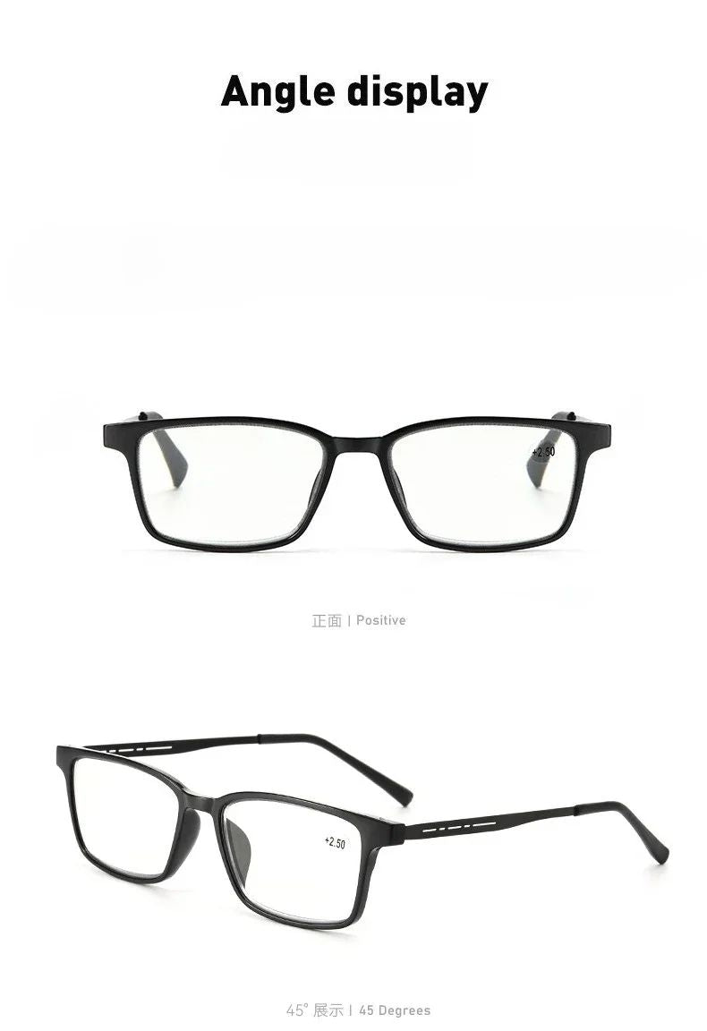 Óculos Multifocal Fotocromático para Presbiopia Armação Quadrada Óculos de Leitura para Negócios Luz Azul Lentes Acabadas para Vista Longa