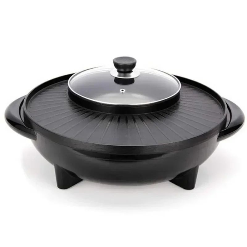 Panela elétrica doméstica, panela de fondue e churrasco coreano, panela integrada para enxágue e grelhados, assadeira multifuncional