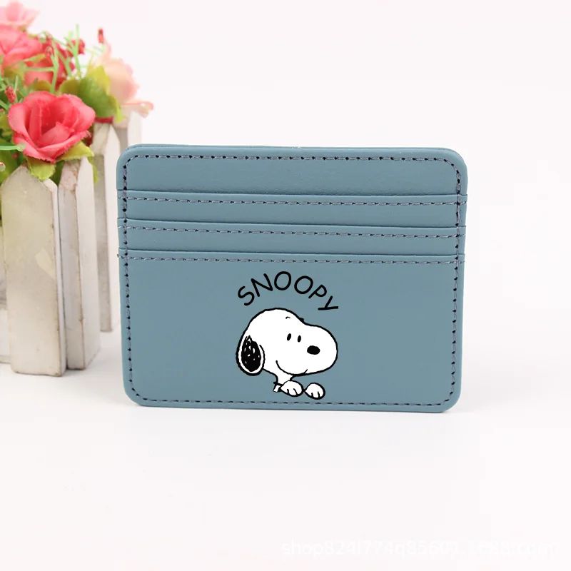 Snoopy Coin Purse Peanuts Anime Credit Card Holder Passport PU Wallet ID Cards Cover Case Bag Kids Men Woman Birthday Gift
