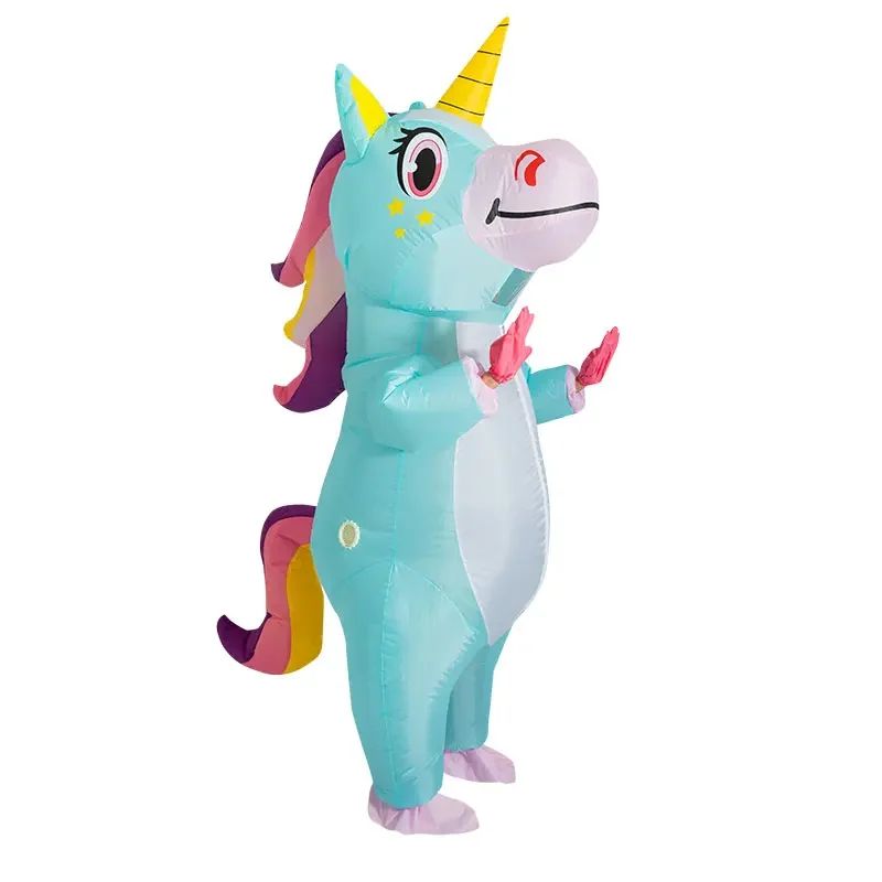 Inflatable Unicorn Costume Adult Kids Rainbow Halloween Costumes for Wommen Men Adult Carnival Mascot Christmas Cosplay