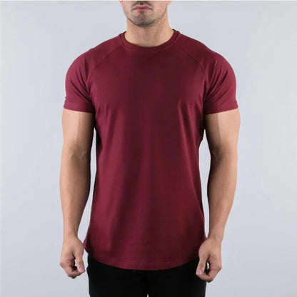 Plain Summer Cotton Breathable Short Sleeve Shirts Gym Sport Workout Muscle Running T-shirts Mens Bodybuilding Fitness Clothing
