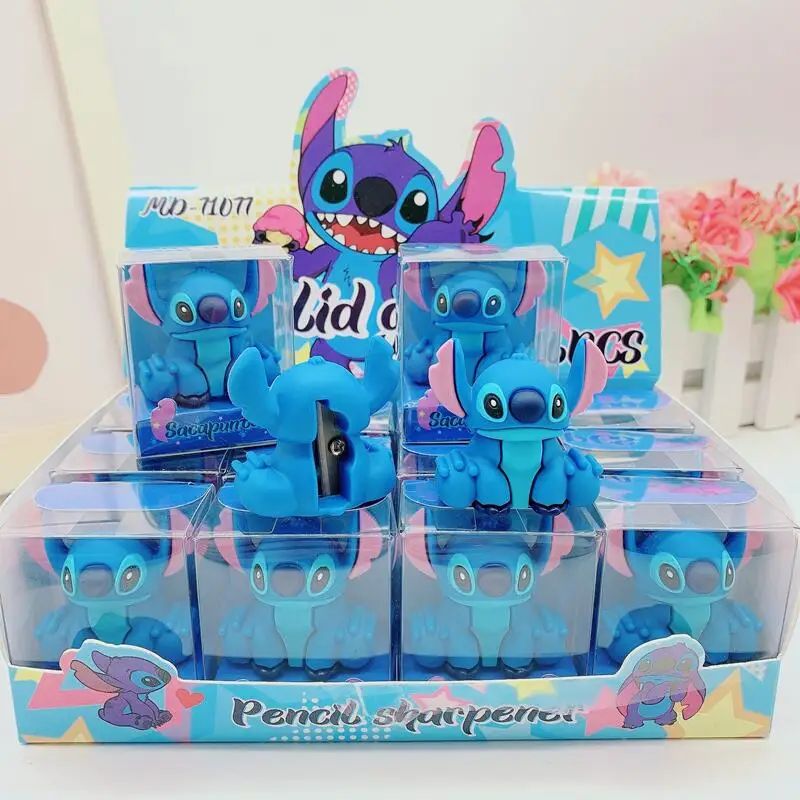 Apontadores de Lápis Disney Stitch MINISO Anime Desenho Animado Fofo Estudantes Material Escolar Papelaria Menina&Criança Presentes de Feriado