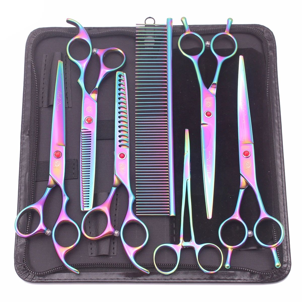 Kit de Tesouras para Tosa Purple Dragon 7" 6.5" de Aço Inoxidável para Pet Tesouras Curvas Tesouras Desbastadoras Tesouras Retas Chunker Z3002