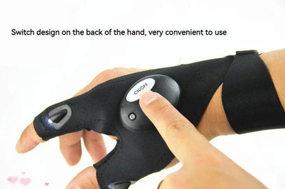 LED Flashlight Fishing Strap Fingerless Gloves Waterproof Cycling Camping Hiking Rescue Glove Lamp Lighting Gloves