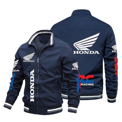 Honda Motorcycle Jacket For Men Honda Red Wing and HRC Logo Biker Jacket Windbreaker Men Sportswear Slim Racing Team Jacket Male