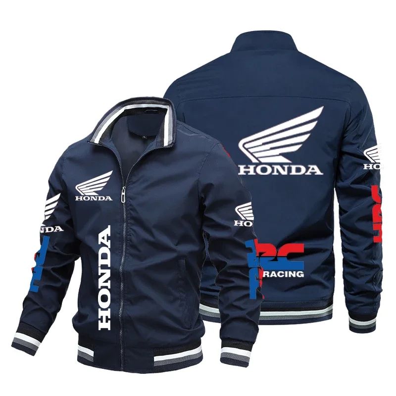 Honda Motorcycle Jacket For Men Honda Red Wing and HRC Logo Biker Jacket Windbreaker Men Sportswear Slim Racing Team Jacket Male