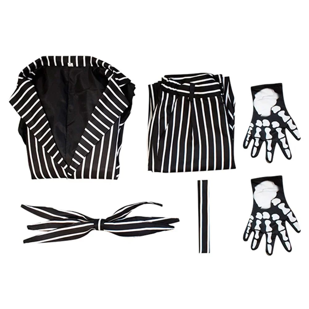Jack Cosplay Skellington Cosplay Costume for Adult Men Fantasia Jacket Pants Outfit Man Halloween Carnival Party Disguise Suit