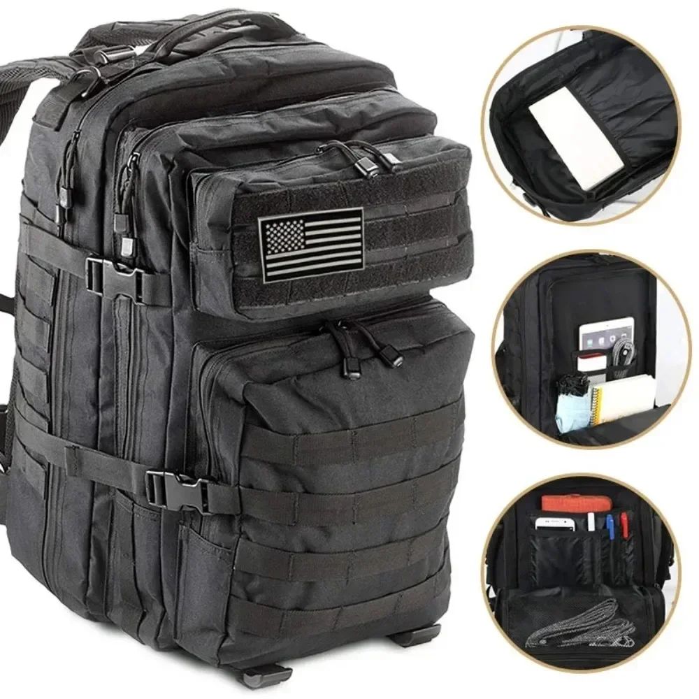 Mochila Tática Militar de 60L Masculina para Viagem, Grande Capacidade, Impermeável, Esportiva ao Ar Livre, Bolsas Multifuncionais