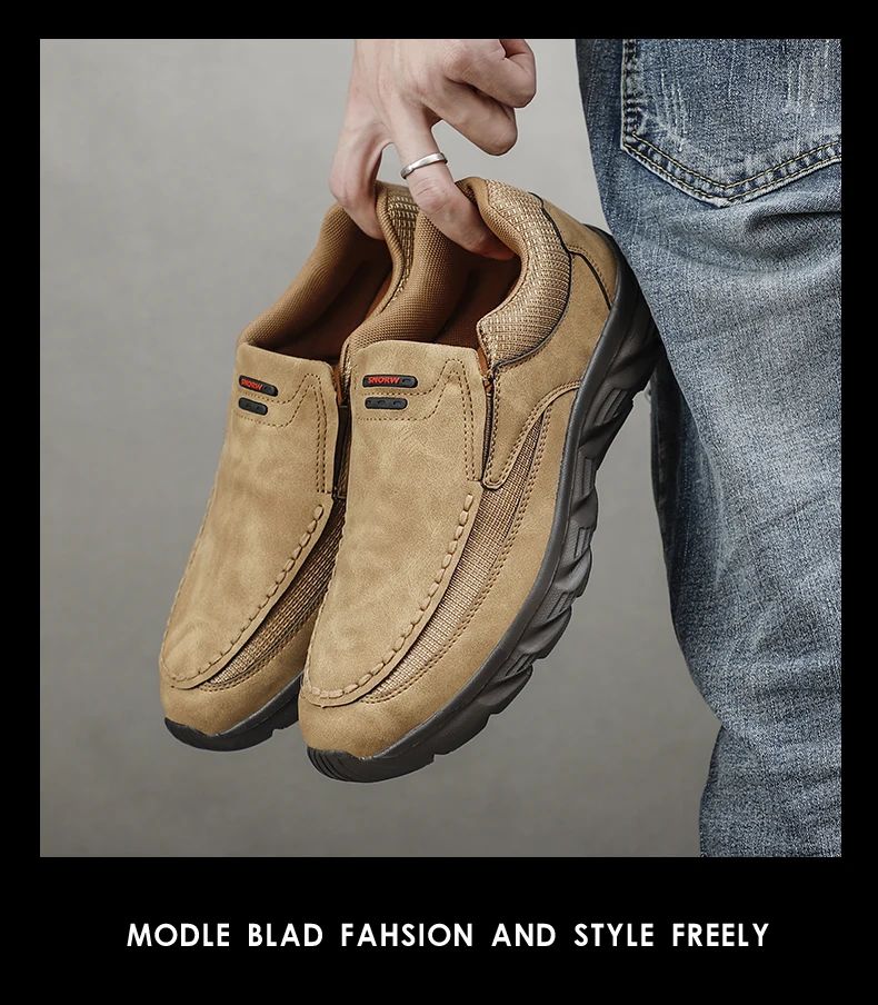 Men Leather Casual Shoes Breathable Loafers Men Sneakers 2024 New Male Comfortable Leather Flat Footwear Sneakers Men Shoes