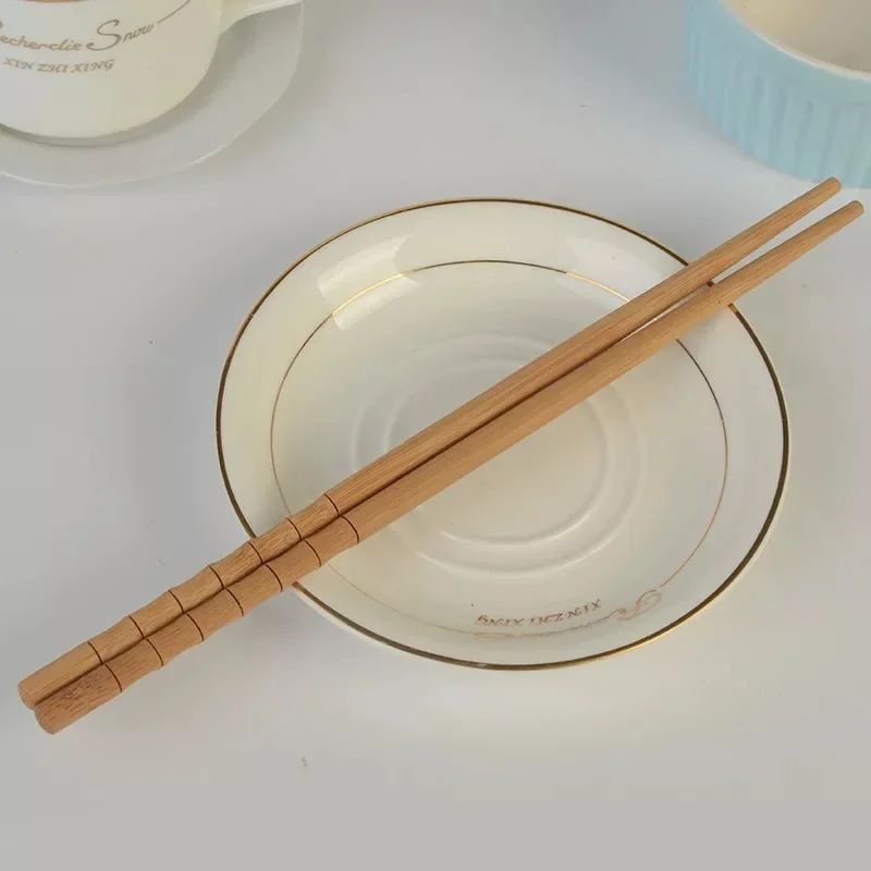 Hashis de Madeira de Bambu Natural Artesanais Hashis de Bambu para Cozinha Doméstica 24cm Reutilizáveis para Sushi e Utensílios de Mesa