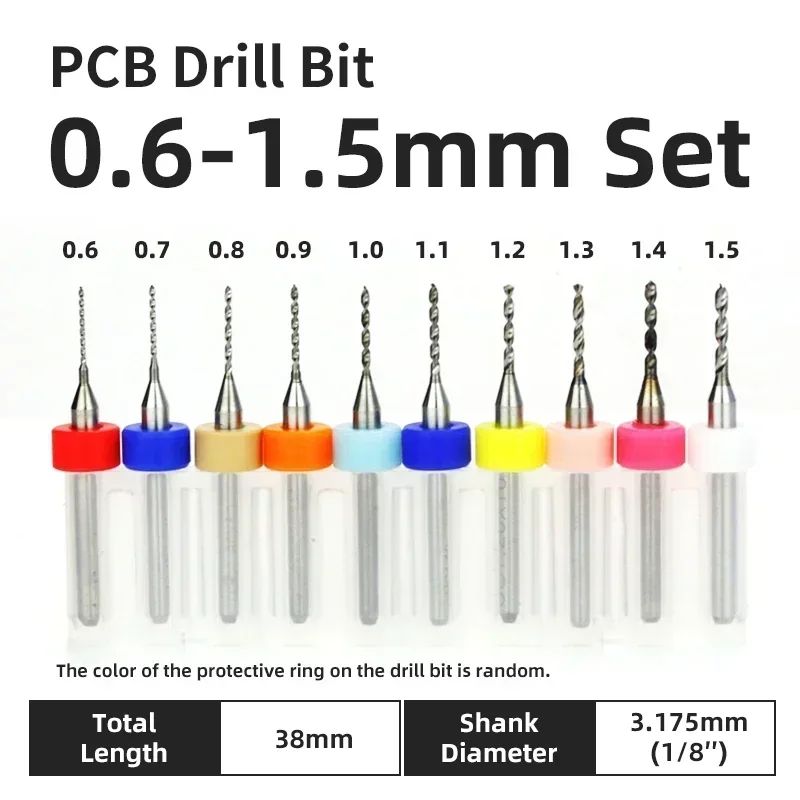 Broca PCB 10pcs Conjunto de Brocas Micro Diâmetro de Aço Tungstênio 1/8" Cabo Fixo Mini Broca CNC 0.1-3.175mm