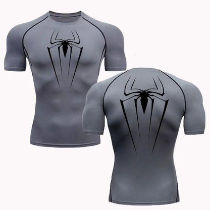 Men's Round-neck Short-sleeved Sportswear Quick-drying Breathable T-shirt Fitness Training Running Top Marvel Spider-Man