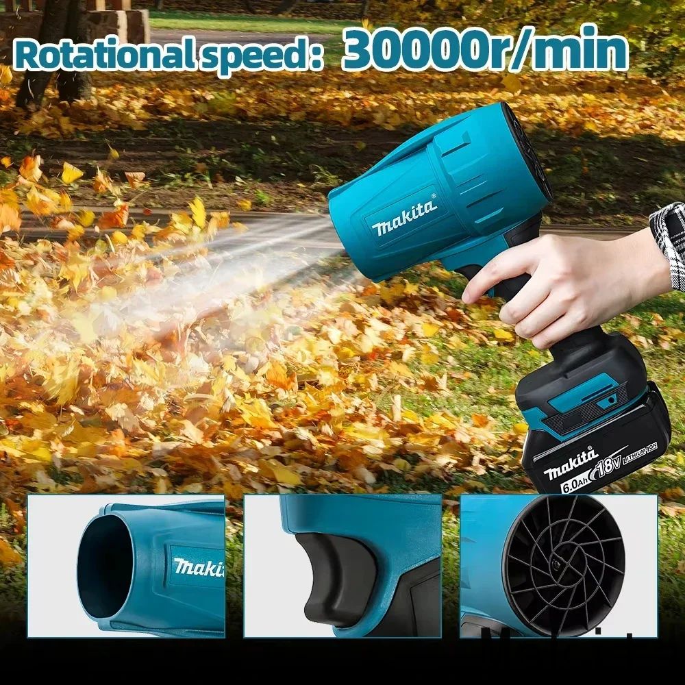 Soprador Turbo Jet Fan Violento Makita 30000RPM Ventilador Elétrico 18V Removedor de Pó Velocidade do Vento Turbo Recarregável com Luz Ferramenta de Limpeza de Carros