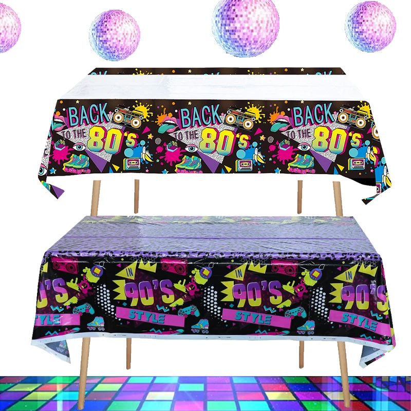 Decorative tablecloth, 80/90 party tablecloth, disco 80/90 party, men's and women's birthday decorative tablecloth