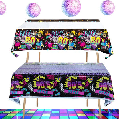 Decorative tablecloth, 80/90 party tablecloth, disco 80/90 party, men's and women's birthday decorative tablecloth