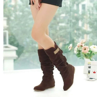2024 New Mid-tube Snow Boots Hollow Cotton Thread Hook Lace Frosted Lady Boots Large Size Women's Shoes