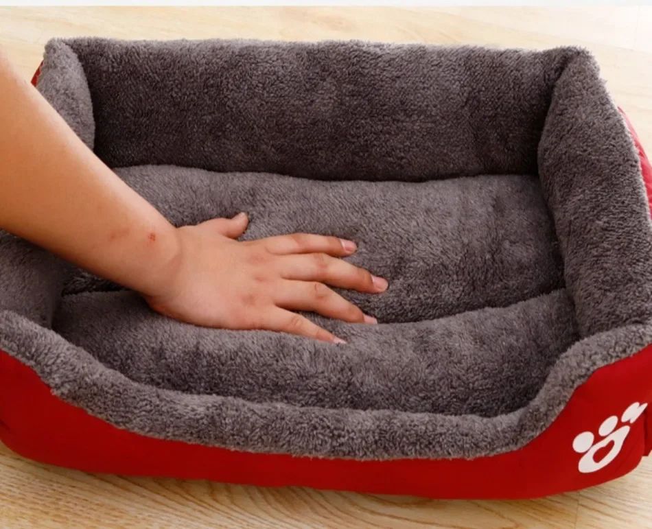 Ninho Quadrado Grande Cama para Cães de Grande Porte S-3XL Cama para Cães Pequenos e Médios Ninho de Fleece Macio Sofá-Cama Grande para Cães Casa de Gatos Quente de Inverno para Animais de Estimação