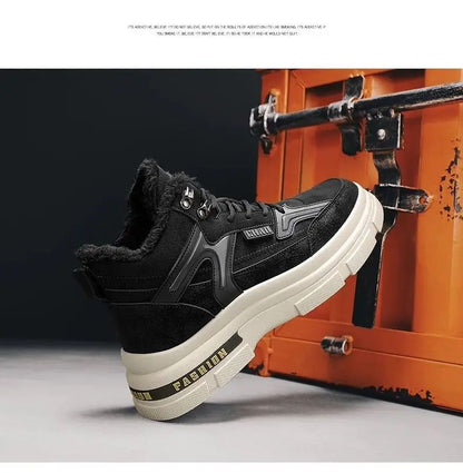 Winter Men's Boots Warm Plush Snow Boots Warm Comfortable Anti Slip Outdoor Short Boots Lace Up Non-slip Men Shoes Zapatos