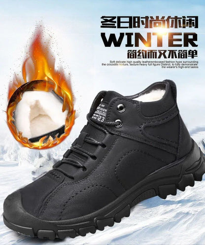 2025 Quente Venda Inverno Novo Sapatos de Algodão Mais Lã Grossa Casual Sapatos Esportivos Masculinos Tênis Cano Alto de Couro Moda Botas de Neve