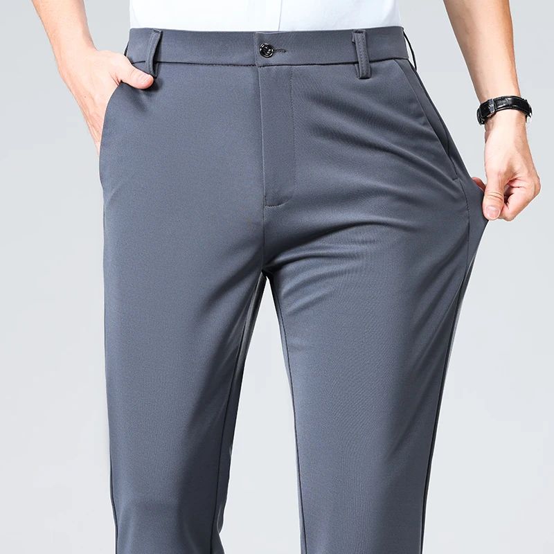 Calças Finas Masculinas para o Verão Outono, Calças de Terno Formal, Calças de Trabalho, Calças Casuais de Negócios de Qualidade, Calças Compridas Pretas Vinho Tinto