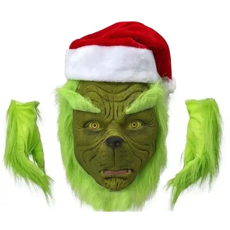 New Christmas Costume Cosplay Clothes Dress Up Santa Claus Weird Green Haired Party Performance Costume