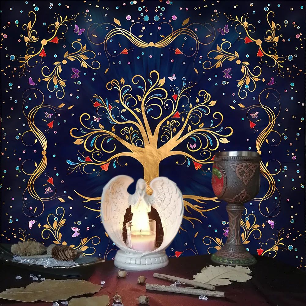 Colorful Tree Of Life Tarot Card Tablecloth Altar Cloth Pagan Pendulum Witchcraft Astrology Oracle Card Pad Divination Tools