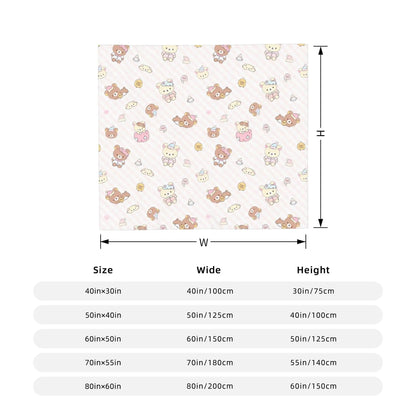 Rilakkuma  Korilakkuma Tea Time Flannel Throw Blanket  Super Warm Plush Quilt for Bedding  Couch