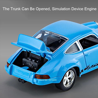 1:36 Porsche 911 Carrera 1974 Modelos de Brinquedo Liga de Fundição Carros 4 Portas Abertas Luz Som Veículos em Miniatura Brinquedos Educacionais para Meninos