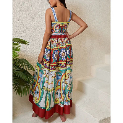 2024 Vintage Pattern Printed One Piece Swimsuit Swimwear Bikini Set Women Beachwear Clearance Wholesale