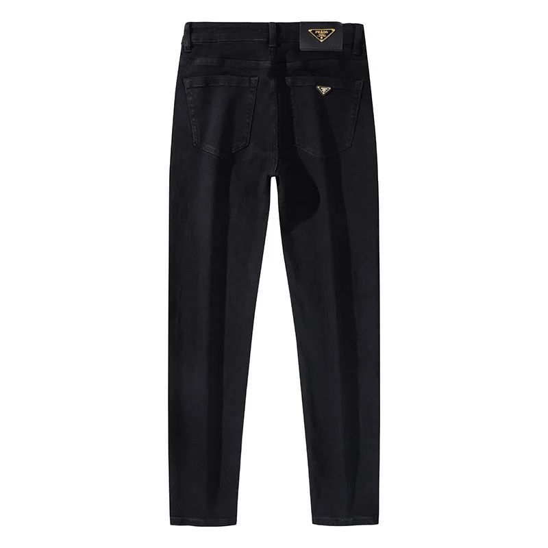 PL Pure Black High-Quality European Style Men's Jeans Slim Fit Smooths Your Silhouette Straight Leg Casual Trousers For Autumn/W