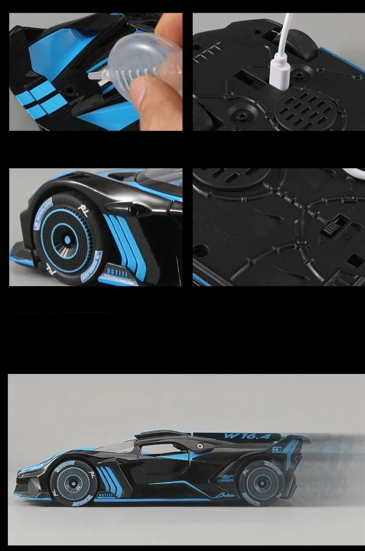 Spray 1/24 Bugatti Bolide Supercar Alloy Model Sound Light Diecast Toy Vehicle Boy Car Toy Gift Collectable Miniature Home Decor