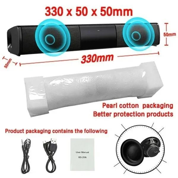 Poderoso Alto-falante Bluetooth Sem Fio para Home Theater Computador TV Carro Soundbar Subwoofer com Graves Fortes Rádio caixa de som