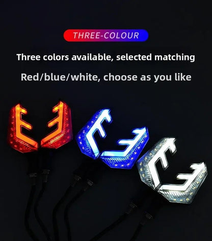 Luzes de Seta de LED Asas de Anjo 12V - Modificação de Luz de Freio Sequencial para Motocicletas e Veículos Elétricos